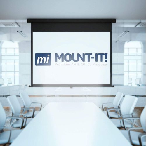  Mount-It! Projector Screen Wall Mount L-Brackets - Wall Hanging Bracket For Home Projector and Movie Screens, 6 inch Adjustable Mounting Hooks For Projection Screen, 1 Pair, White,