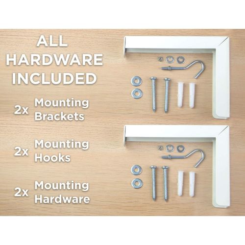  Mount-It! Projector Screen Wall Mount L-Brackets - Wall Hanging Bracket For Home Projector and Movie Screens, 6 inch Adjustable Mounting Hooks For Projection Screen, 1 Pair, White,