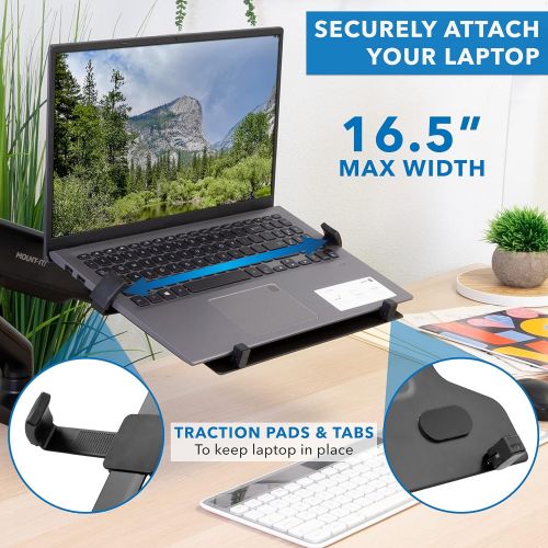  [아마존베스트]Mount-It! Laptop VESA Mount Tray | Laptop Holder Arm Mount Attachment | Vented Notebook Tray | Laptop Tray Clamp for Monitor Stand 75mm & 100mm VESA