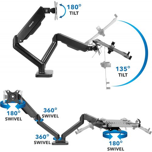  [아마존베스트]Mount-It! Laptop and Monitor Desk Stand - Full Motion Laptop Arm Stand - Ergonomic Adjustable Monitor Mount - VESA Monitor Desk Mount with Laptop Tray