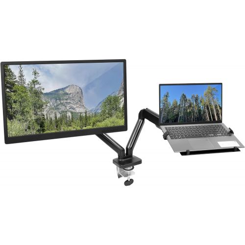  [아마존베스트]Mount-It! Laptop and Monitor Desk Stand - Full Motion Laptop Arm Stand - Ergonomic Adjustable Monitor Mount - VESA Monitor Desk Mount with Laptop Tray