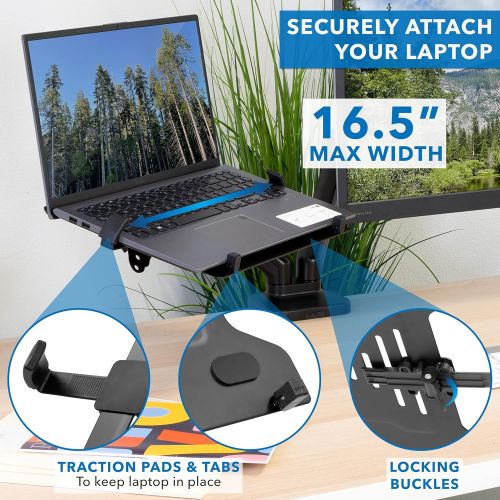  [아마존베스트]Mount-It! Laptop and Monitor Desk Stand - Full Motion Laptop Arm Stand - Ergonomic Adjustable Monitor Mount - VESA Monitor Desk Mount with Laptop Tray