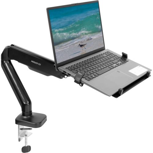  [아마존베스트]Mount-It! Laptop Desk Arm | Swivel Laptop Stand with Gas Spring Arm | Height Adjustable Laptop Arm Mount for MacBook, Dell, HP & 11-17 Inch Laptops
