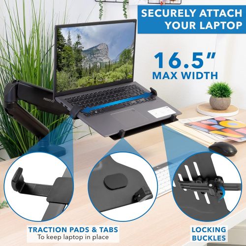 [아마존베스트]Mount-It! Laptop Desk Arm | Swivel Laptop Stand with Gas Spring Arm | Height Adjustable Laptop Arm Mount for MacBook, Dell, HP & 11-17 Inch Laptops