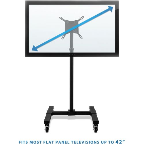  [아마존베스트]Mount-It! Mobile TV Stand with Locking Wheels | Adjustable Height Rolling Cart for 13 - 42 Flat Panel LCD LED Screens | VESA Compatible up to 200mm | Black