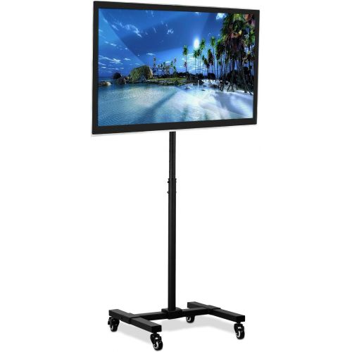  [아마존베스트]Mount-It! Mobile TV Stand with Locking Wheels | Adjustable Height Rolling Cart for 13 - 42 Flat Panel LCD LED Screens | VESA Compatible up to 200mm | Black