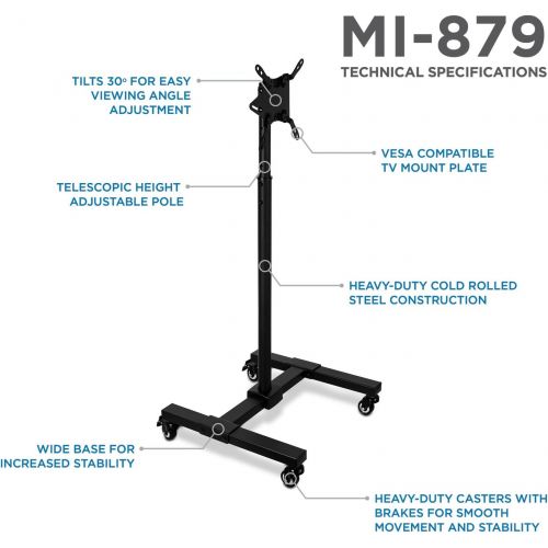  [아마존베스트]Mount-It! Mobile TV Stand with Locking Wheels | Adjustable Height Rolling Cart for 13 - 42 Flat Panel LCD LED Screens | VESA Compatible up to 200mm | Black