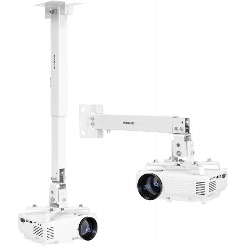  Mount-It! Wall or Ceiling Projector Mount with Universal LCD/DLP Mounting for Epson, Optoma, Benq, ViewSonic Projectors, 44lb Load Capacity, White