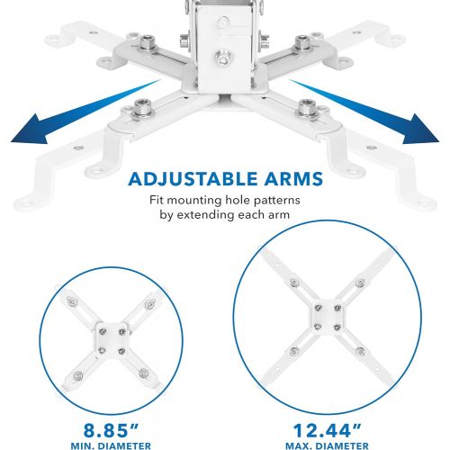  Mount-It! Wall or Ceiling Projector Mount with Universal LCD/DLP Mounting for Epson, Optoma, Benq, ViewSonic Projectors, 44lb Load Capacity, White