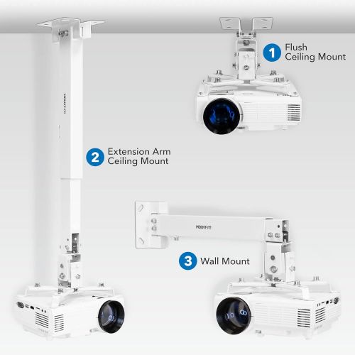  Mount-It! Wall or Ceiling Projector Mount with Universal LCD/DLP Mounting for Epson, Optoma, Benq, ViewSonic Projectors, 44lb Load Capacity, White