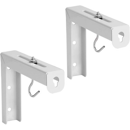  Mount-It! Projector Screen Wall Mount L-Brackets - Wall Hanging Bracket For Home Projector and Movie Screens, 6 inch Adjustable Mounting Hooks for Projection Screen, 1 Pair, White,