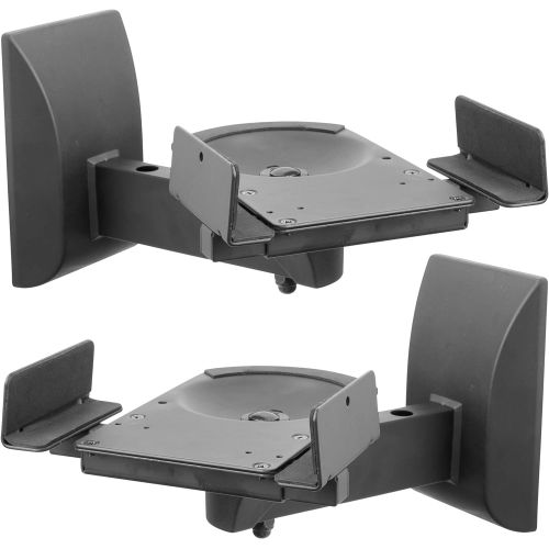  Mount-It! Speaker Wall Mounts, Pair of Universal Side Clamping Bookshelf Speaker Mounting Brackets, Large or Small Speakers, 2 Mounts, 55 Lbs Capacity, Black (MI-SB37)