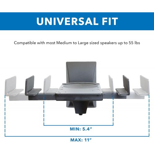  Mount-It! Speaker Wall Mounts, Pair of Universal Side Clamping Bookshelf Speaker Mounting Brackets, Large or Small Speakers, 2 Mounts, 55 Lbs Capacity, Black (MI-SB37)