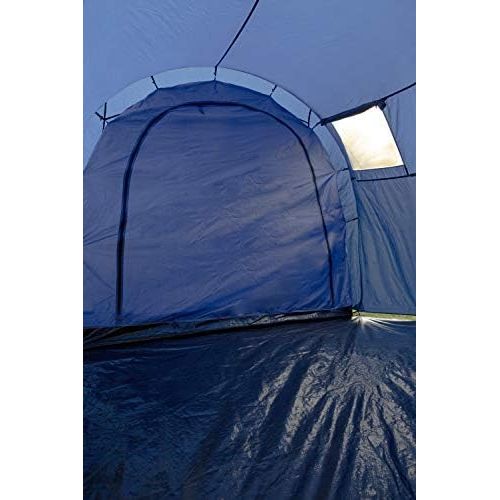  Mountain Warehouse Holiday 6-Personen-Zelt - wasserabweisendes Schlafzelt mit 3 Raumen, Zeltstangen aus Glasfaser, UEberdach - Fuer Camping, Strand, Sonne, Festival