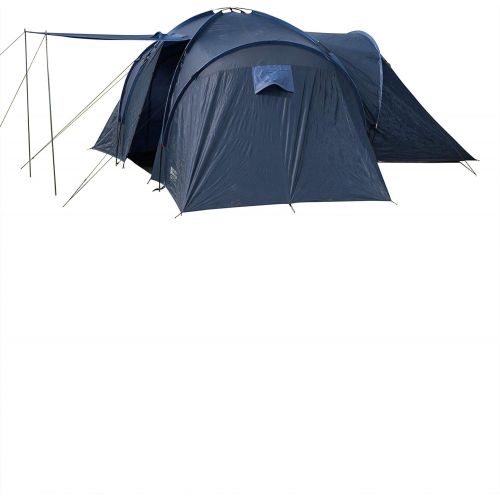  Mountain Warehouse Holiday 6-Personen-Zelt - wasserabweisendes Schlafzelt mit 3 Raumen, Zeltstangen aus Glasfaser, UEberdach - Fuer Camping, Strand, Sonne, Festival