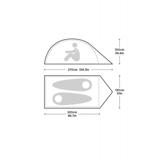  Mountain Warehouse Festival Dome 2-Personen-Campingzelt - Eingangsbereich, Zeltboden, wasserabweisendes Rucksackzelt, Pop-up-Schlafzelt - Strandzelt Fuer Sommerreisen