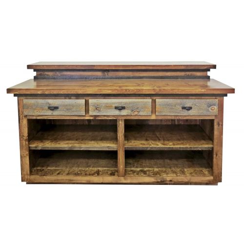  Mountain Woods Furniture The Wyoming Collection 6 Bar with Raised Work Counter, 3 Drawers, 2 Shelves