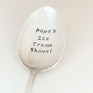 MountainBirdBanners Custom Ice Cream Shovel Spoon - Fathers Day Spoons - Grandfather Spoon - Dads Spoon - Vintage hand stamped spoons - Engraved gift - Papas