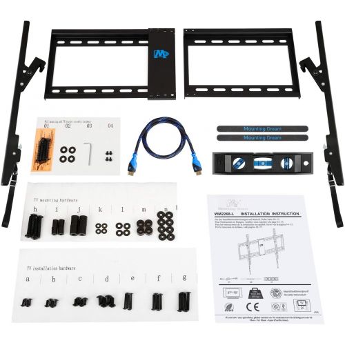  [아마존 핫딜]  [아마존핫딜]Mounting Dream Tilting TV Mount for Most 37-70 Inches Flat Screen TVs, TV Wall Mount up to VESA 600x400mm and 132 lbs - Low Profile & Space Saving for 16, 18, 24 Studs