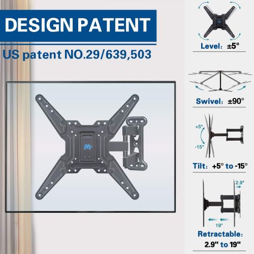  [아마존핫딜][아마존 핫딜] Mounting Dream Full Motion TV Wall Mount of 26-55 inch TV and DVD Floating Shelf with Two Tiers DVD Shelves, TV Mount Fits up to 60 LBS with Max VESA of 400 x 400mm, 19.4 Extension