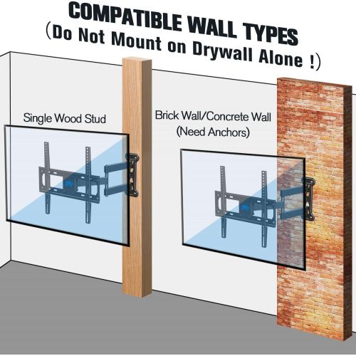  [아마존베스트]Mounting Dream TV Mount Full Motion with Perfect Center Design for 26-55 Inch LED, LCD, OLED Flat Screen TV, TV Wall Mount Bracket with Articulating Arm up to VESA 400x400mm, 60 lb