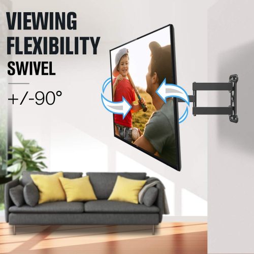  [아마존베스트]Mounting Dream TV Mount Full Motion with Perfect Center Design for 26-55 Inch LED, LCD, OLED Flat Screen TV, TV Wall Mount Bracket with Articulating Arm up to VESA 400x400mm, 60 lb