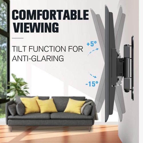  [아마존베스트]Mounting Dream TV Mount Full Motion with Perfect Center Design for 26-55 Inch LED, LCD, OLED Flat Screen TV, TV Wall Mount Bracket with Articulating Arm up to VESA 400x400mm, 60 lb