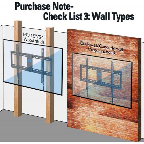  [아마존베스트]Mounting Dream TV Mount Fixed for Most 42-70 Inch Flat Screen TVs , TV Wall Mount Bracket up to VESA 600 x 400mm and 132 lbs - Fits 16/18/24 Studs - Low Profile and Space Saving MD