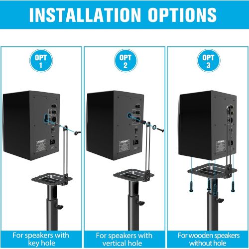  Mounting Dream Speaker Stands - Height Adjustable Speaker Stand for Vizio, Polk, JBL, Sony, Speaker Stands Pair with Wire Management (Holds up to11LBS Per Stand)