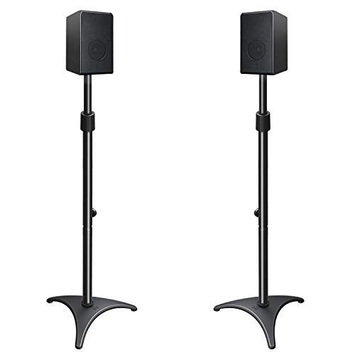  Mounting Dream Height Adjustable Speaker Stands Mounts, One Pair Floor Stands, Heavy Duty Base Extendable Tube, 11 lbs Capacity Per Stand, 35.5-48 Height Adjustment MD5401 (Speaker