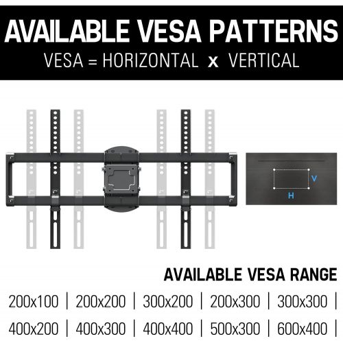  Mounting Dream TV Wall Mount Full Motion TV Mount for 42-75 inch TVs, TV Wall Mount Bracket with Dual Articulating Arms, Fits 12”- 16” Wood Studs, TV Wall Mounts with VESA 600x400m