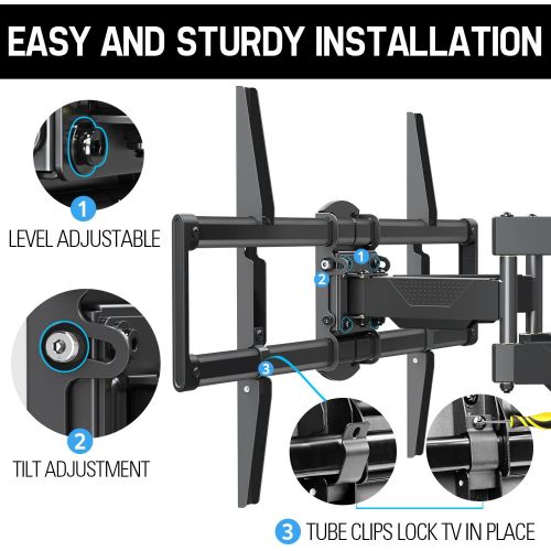  Mounting Dream TV Wall Mount Full Motion TV Mount for 42-75 inch TVs, TV Wall Mount Bracket with Dual Articulating Arms, Fits 12”- 16” Wood Studs, TV Wall Mounts with VESA 600x400m