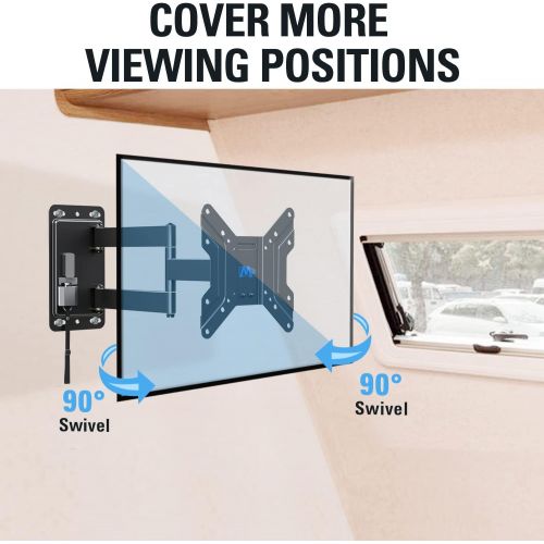  Mounting Dream UL Listed Lockable RV TV Mount for Most 17-43 inch TV, RV Mount for Camper Trailer Motor Home Boat Truck, Full Motion Unique One Step Lock RV TV Wall Mount, VESA 200