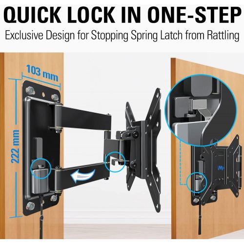  Mounting Dream UL Listed Lockable RV TV Mount for Most 17-43 inch TV, RV Mount for Camper Trailer Motor Home Boat Truck, Full Motion Unique One Step Lock RV TV Wall Mount, VESA 200