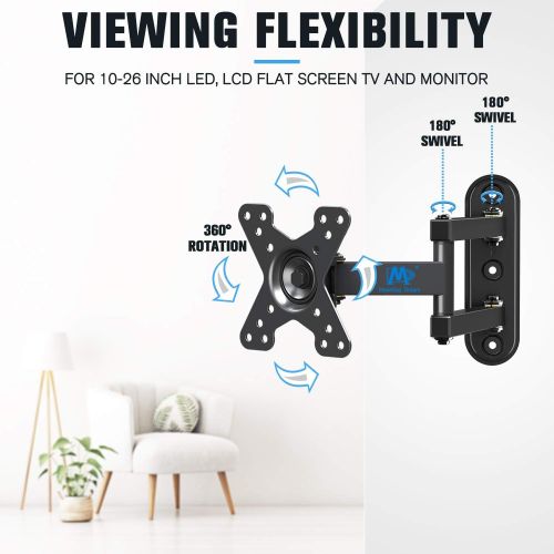  [아마존베스트]Mounting Dream Full Motion Monitor Wall Mount TV Bracket for 10-26 Inch LED, LCD Flat Screen TV and Monitor, TV Mount with Swivel Articulating Arm, Monitor Mount Up to VESA 100x100