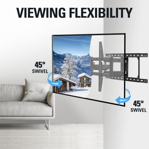  [아마존베스트]Mounting Dream Full Motion TV Mount for Most 42-70 Inch TVs, Adjustable TV Mount Swivel and Tilt with Articulating Dual Arms, Loading 100 lbs, Max VESA 600x400mm, Fits 16, 18, 24 S