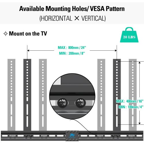  Mounting Dream Soundbar Mount Sound Bar TV Bracket, Sound Bar Bracket for Soundbar with Holes/Without Holes, Non-Slip Base Holder Extends 3.4 to 6.1, Safe and Easy to Install MD542