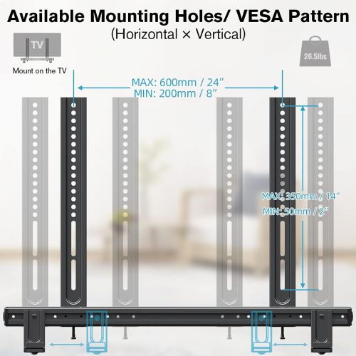  Mounting Dream Soundbar Mount, Heavy Duty Soundbar Wall Mount for Most Sound Bars Up to 26.5 LBS, Soundbar Bracket Height Adjust, No-Slip Base Holder Extends 3.44”-6.06”, MD5428