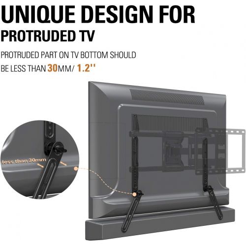  Mounting Dream Soundbar Bracket Sound Bar TV Mount Designed for TVs with Protruded Bottom on Back - Holds Up to 15 lbs - with Adjustable Arm and L-Shaped Bracket for Mounting Above
