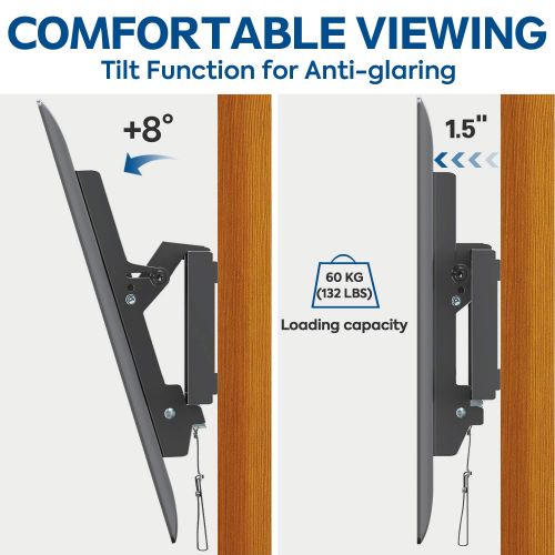 삼성 Mounting Dream Tilt TV Wall Mount Bracket for Most 37-70 Inches TVs, TV Mount with VESA up to 600x400mm, Fits 16, 18, 24 Studs and Loading Capacity 132 lbs, Low Profile and Space S