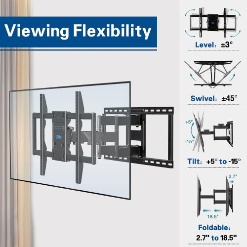  Mounting Dream Full Motion TV Mount UL Listed TV Wall Mount Bracket for 42-75 Inch TVs, Premium Wall Mount TV Bracket, Fits 16, 18, 24 inch Studs with Articulating Arm, VESA 600x40