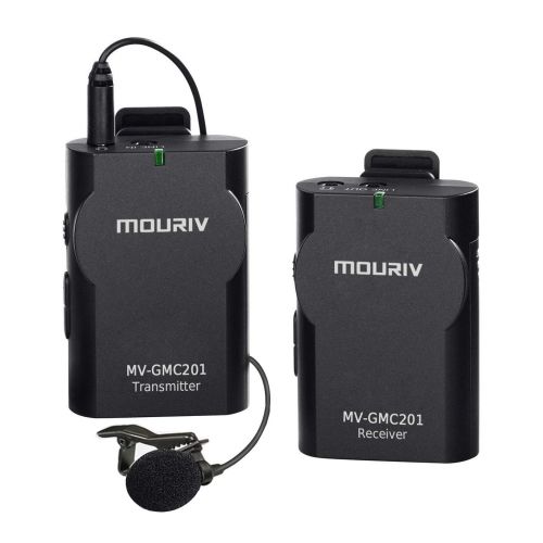  Mouriv Newest MOURIV MV-GMC201 2.4G Universal Lavalier Wireless Microphone System Lapel Mic with Real-time Monitor for DSLR Camera, Camcorder, IOS iPhone, Android Smartphone Phone, Tablet