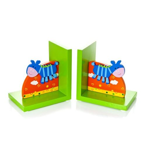  [아마존베스트]Mousehouse Gifts Cute Childrens Little Zebra Wooden Bookends for Kids Room or Nursery