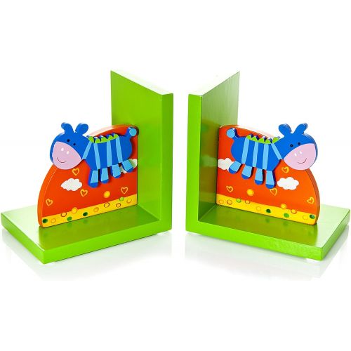  [아마존베스트]Mousehouse Gifts Cute Childrens Little Zebra Wooden Bookends for Kids Room or Nursery