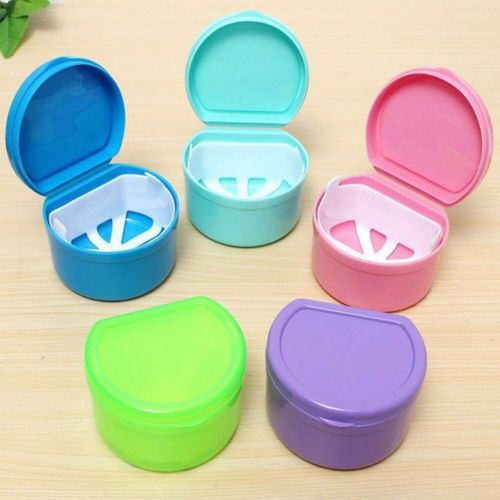  Mouthguards Orthodontic Mouth Guard Denture Retainer Box Dental Storage Container Portable,LightBlue,10Pcs