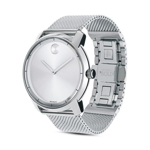  Movado BOLD Stainless Steel and Silver Tone Sunray Dial Watch, 44mm