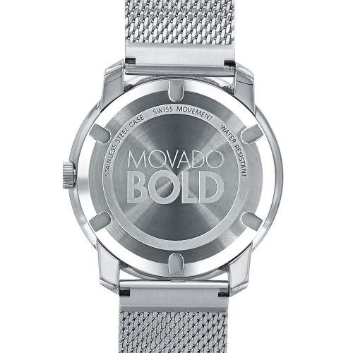  Movado BOLD Stainless Steel and Silver Tone Sunray Dial Watch, 44mm