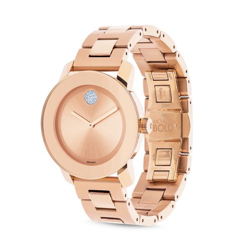  Movado BOLD Medium Rose Gold Plated Stainless Steel Watch, 36mm