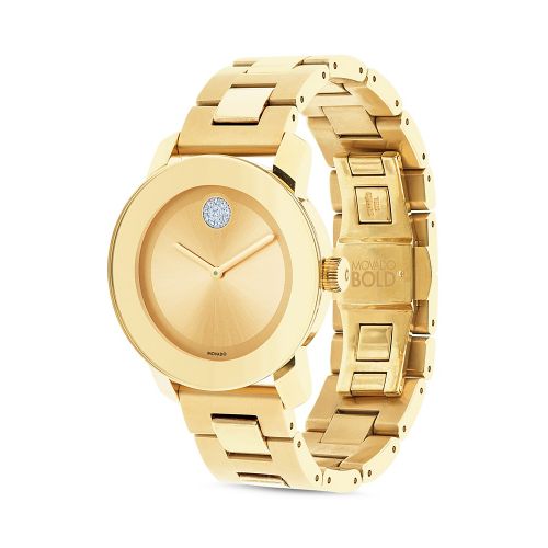  Movado BOLD Yellow Gold Plated Museum Dial Watch, 36mm