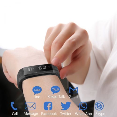  Fitness ArmbandUhr, Movaty ID115 Smart Bracelet Wasserdicht IP67 Fitness Tracker Aktivitatstracker mit Schlafmonitor, Schrittzahler, Kalorienzahler, SMS Anrufe Reminder fuer iOS und